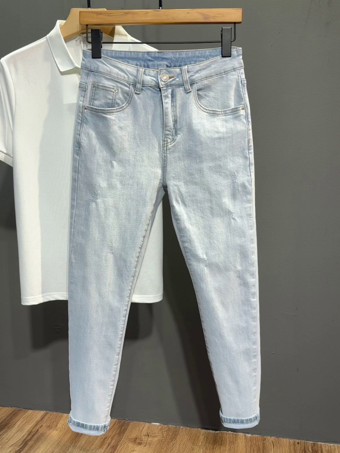 Streetwear Brand Cat - Pantalones vaqueros lavados de color azul