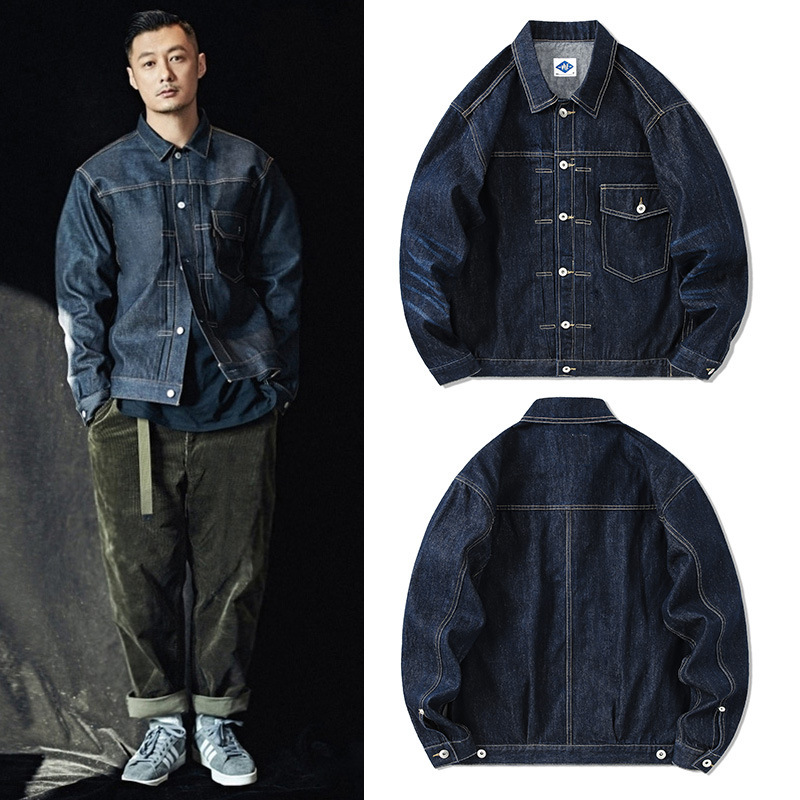 Streetwear Brand - Tide-chaqueta vaquera azul oscuro para hombre,