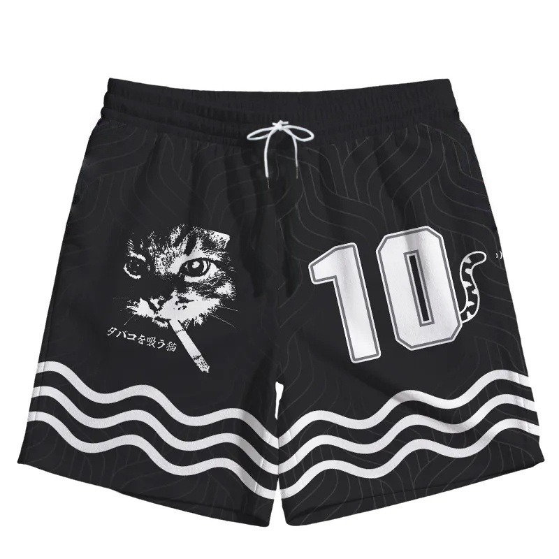 Streetwear Brand Cat - Pantalones Cortos de Baloncesto Holgados de