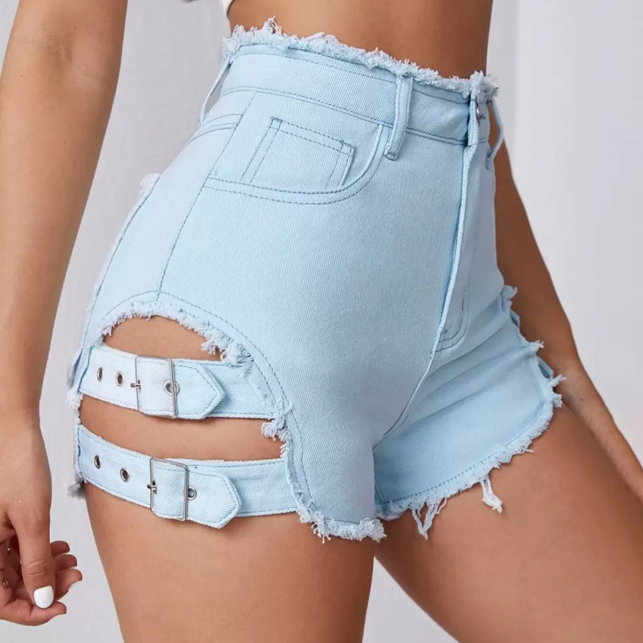 Streetwear Brand Shorts - Shorts de mezclilla de cintura alta