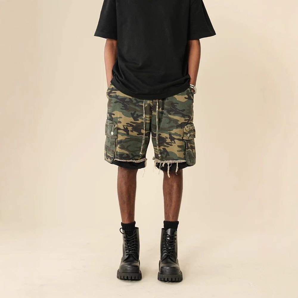 Streetwear Brand Shorts - Pantalones Cortos de Camuflaje Vintage con
